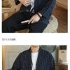 Navy Blue Yukata Striped Linen Asian Noragi 4 Navy Blue Yukata Striped Linen Asian Noragi 4