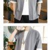 Gray Traditional Japanese Style Cool Cardigan Noragi 4