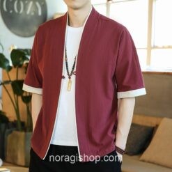 Red Traditional Japanese Style Cool Cardigan Noragi 2 Red Traditional Japanese Style Cool Cardigan Noragi 2